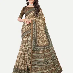 TAVAS Floral Printed Silk Blend Chanderi Saree-picture-27