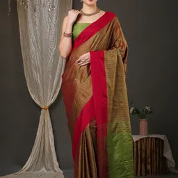 Anouk Floral Woven Design Zari Silk Blend Saree-image-7