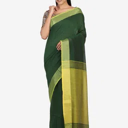 THE WEAVE TRAVELLER Green & Yellow Saree-picture-10