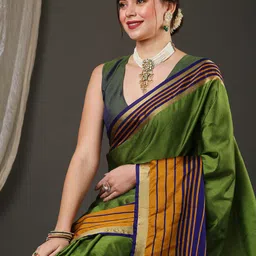 Anouk Striped Zari Silk Blend Saree-image-38
