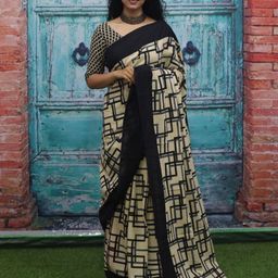 TROPWEAR Pure Cotton Block Print Saree-image-73