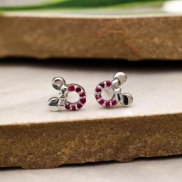 925 Silver Disney Inspired Mickey Mouse with Red CZ Stud Earrings Gift for Her Cubic Zirconia Sterling Silver Stud Earring-image-70
