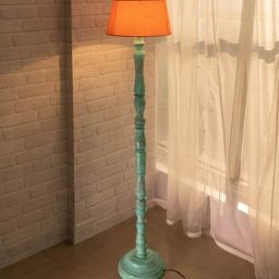homesake Orange Cotton Shade Floor Lamp With Wooden Base-picture-11