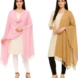 Cotton Blend Solid Pink, Gold Women Dupatta-image-14