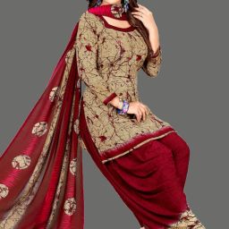Unstitched Crepe Salwar Suit Material Printed-image-83