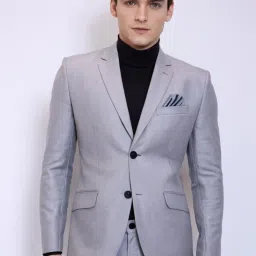 Men Single Breasted - 2 button Self Design Suit-1