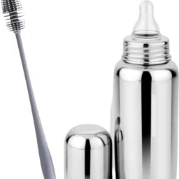 Stainless Steel Baby Milk Feeding Bottle for With Brush for Babies Toddlers - 240 ml-image-20