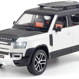124 Diecast Kids White Land Rower Defender Metal Pullback Openable Doors Toy Car-image-18