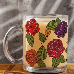 Indigifts Floral Print Transparent Coffee/Tea Mug 325 ML-21