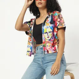 CHARMGAL Graphic Printed Hooded Crepe Top-picture-58