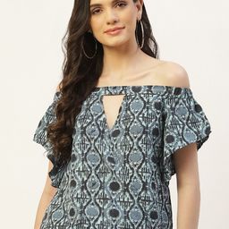 BAESD Printed Off-Shoulder Bardot Top-image-99