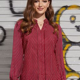 KERI PERRY Polka Dots Printed Mandarin Collar Shirt Style Top-image-55