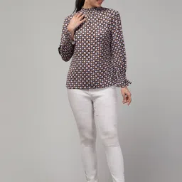 J Style Polka Dot Print Crepe Top-image-58
