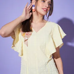 CHARMGAL Checked Flutter Sleeve Top-image-57