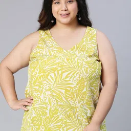 Oxolloxo Plus Size Tropical Print Crepe Top-picture-21