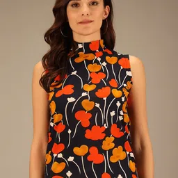 BAESD Floral Printed High Neck Sleeveless Cotton Top-image-88
