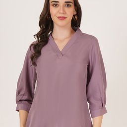 Brownverse Women V-Neck Crepe Top-picture-29