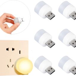 MAK Usb Night Light Plug-in Mini USB Night Lights, for Home Bedroom, Car (Warm White-Pack of 6) Led Light-image-10