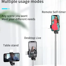 POZUB Selfie Stick Tripod with LED Fill Light For Making Videos BT Remote Gimbal Tripod, Monopod, Monopod Kit, Tripod Ball Head, Tripod Bracket, Tripod Clamp, Tripod Kit image 5