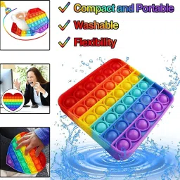 himanshu tex Pop up It Push on Buble Fidget Sensory Toy Set, Push on Pop Silicone Game Toy Anxiety Stress Reliever Autism Learning Materials for Kids Teens Adults (Rainbow) (4PACK) image 5