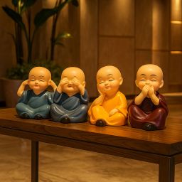 Little Buddha Monk Decorative Figurines Pack of 4 Decorative Showpiece - 7 cm-image-24