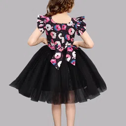 Pink Chick Printed Flutter Sleeve Fit & Flare Net Dress image 5