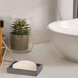 OBSESSIONS Black & Beige Textured Alvina Soap Dish With Hole-30