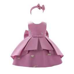 StyleCast Girls Pink Embellished Bow Gathered Balloon Dress With Headband-image-7
