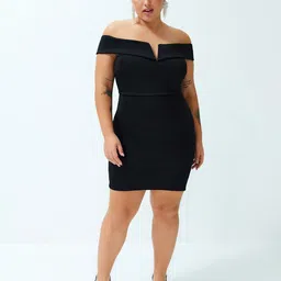 Trendyol Plus Size Off-Shoulder Bodycon Dress-image-98