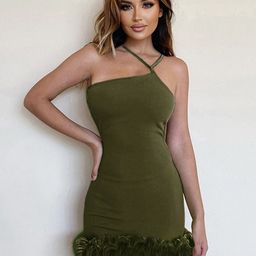 StyleCast Green Shoulder Straps Bodycon Dress-image-61