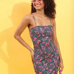 Tokyo Talkies Floral Printed Shoulder Strap Bodycon Dress-picture-30