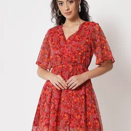 Trend Arrest Floral Printed Fit & Flare Dress-26