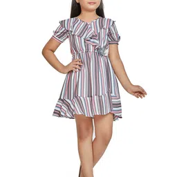 Peppermint Girls White & Pink Striped Chiffon Dress-picture-22