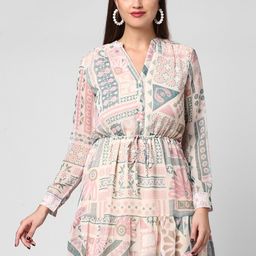StyleStone Women  Pink Floral Chiffon Dress-image-82