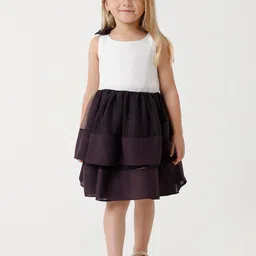 KATE & OSCAR Purple Colourblocked Chiffon Dress-image-66