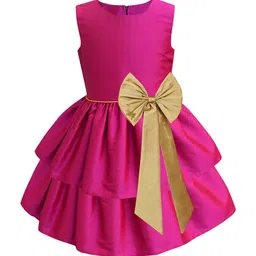 A.T.U.N. Fuchsia & Gold-Toned Layered Dress Wit-picture-13