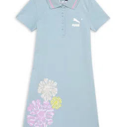 Puma Classics Girls Brand Logo Graphic Printed Cotton T-Shirt Dress-image-46