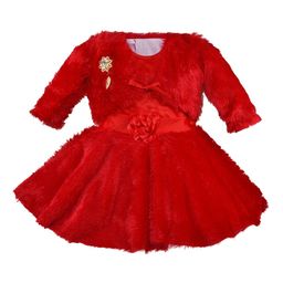 Wish Karo Girls Red Self Design Fit & Flare Dress-picture-25