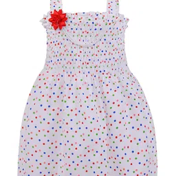 Wish Karo Girls Red & White Polka Dot Printed Balloon Dress-image-47