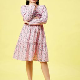 Stylo Bug Pink Printed Layered Dress-picture-23