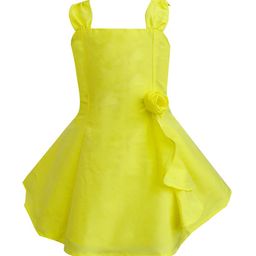 A T U N Girls Yellow Solid Fit and Flare Dress-24