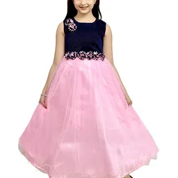 BAESD Girls Round Neck Applique Net Maxi Dress-image-79