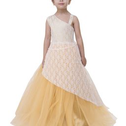 Samsara Couture Peach-Coloured Net Fit and Flare Maxi Dress-8
