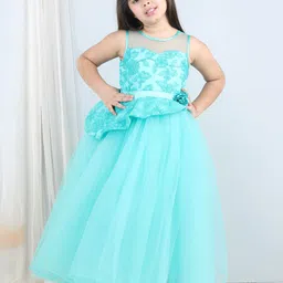 Toy Balloon kids Girls Floral Embroidered Net Fit And Flare Maxi Dress-15