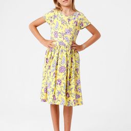KATE & OSCAR Girl Yellow Floral Satin Dress-image-65