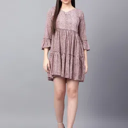 Tulip Eden Animal Printed Bell Sleeves A-Line Mini Dress-image-26