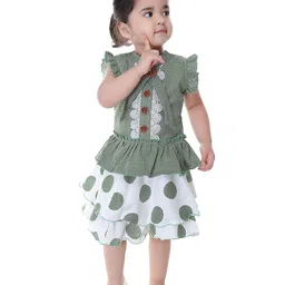 BAESD Girls Geometric Printed V-Neck Layered Detailed Fit & Flare Dress-image-80
