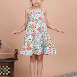 BAESD Girls Floral Printed Tiered Smocked A-Line Dress-image-99