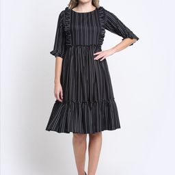 SiaVira Striped Ruffled Flounce Fit & Flare Dress-image-37