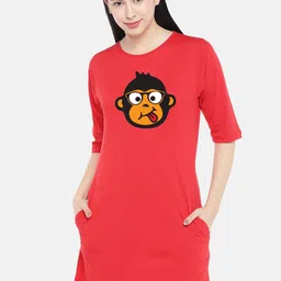 STATUS MANTRA Graphic Printed Cotton T-shirt Dress-image-79